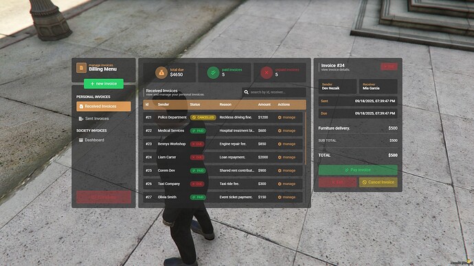 fivem invoices script