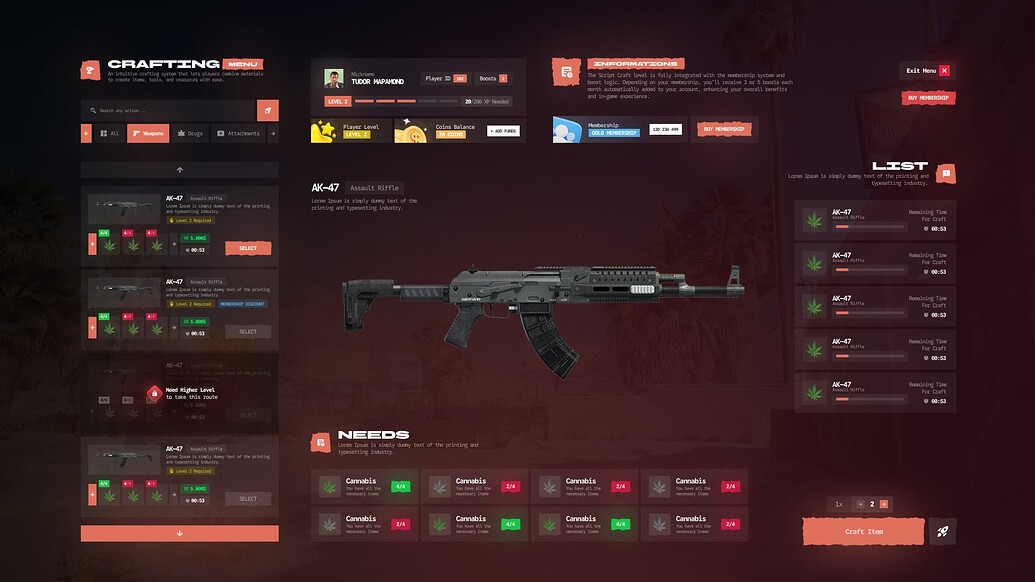 Advanced Crafting System | Levels • Membership • Boosts • Attachments ...