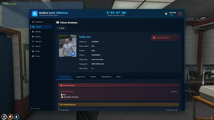 MDT Citizens Criminal Record