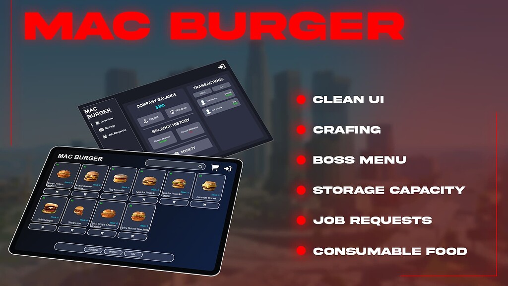 [Release] [ESX]/[QB] Mac Burger V2 | Crafting + Ingredients + Stock ...