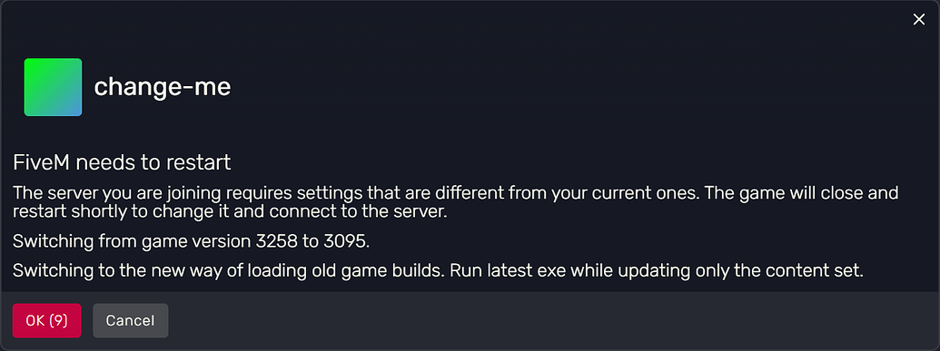 Crashes when joining new artifact version server - FiveM Client Support ...