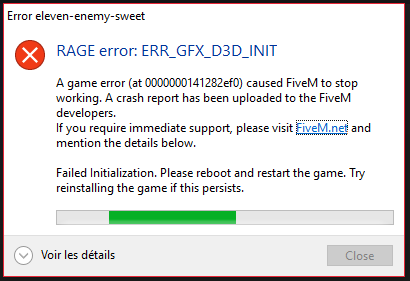 Error: ERR_GFX_D3D_INIT - FiveM Client Support - Cfx.re Community