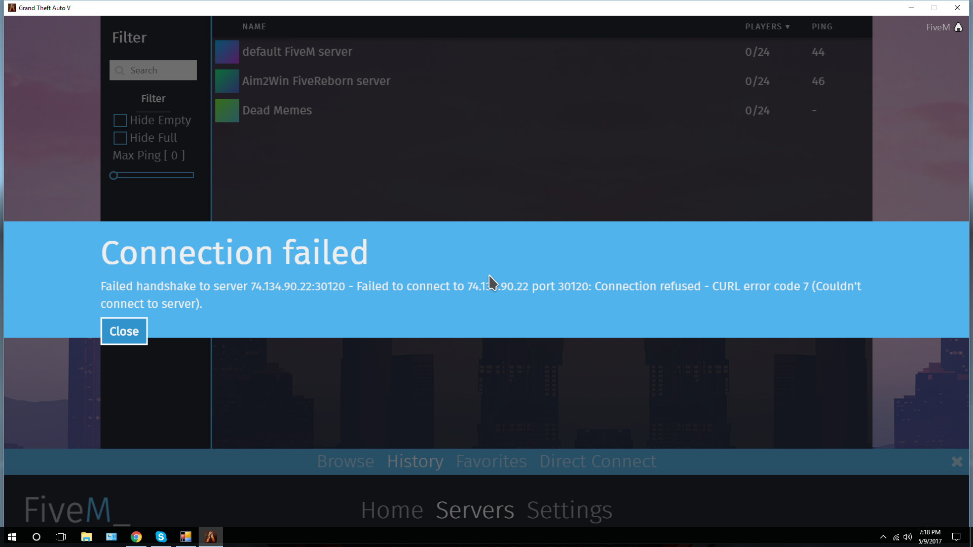 Failed to handshake CURL error, What is wrong? - FiveM Client Support ...