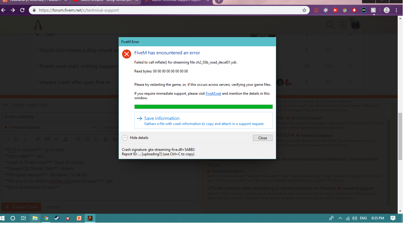 Fivem crashing, started today - FiveM Client Support - Cfx Forum