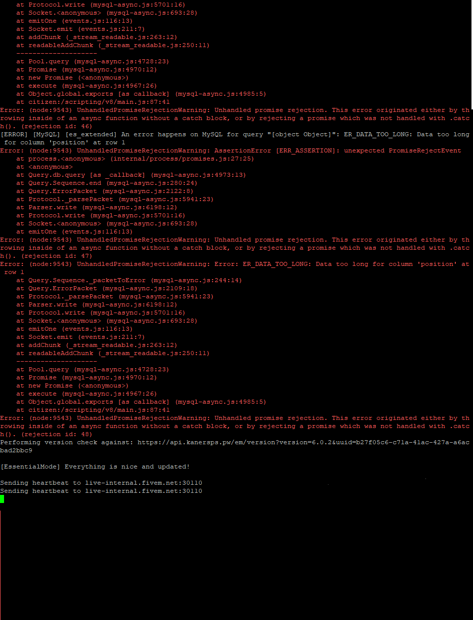 Mysql/es_extended database error - Server Discussion - Cfx Forum