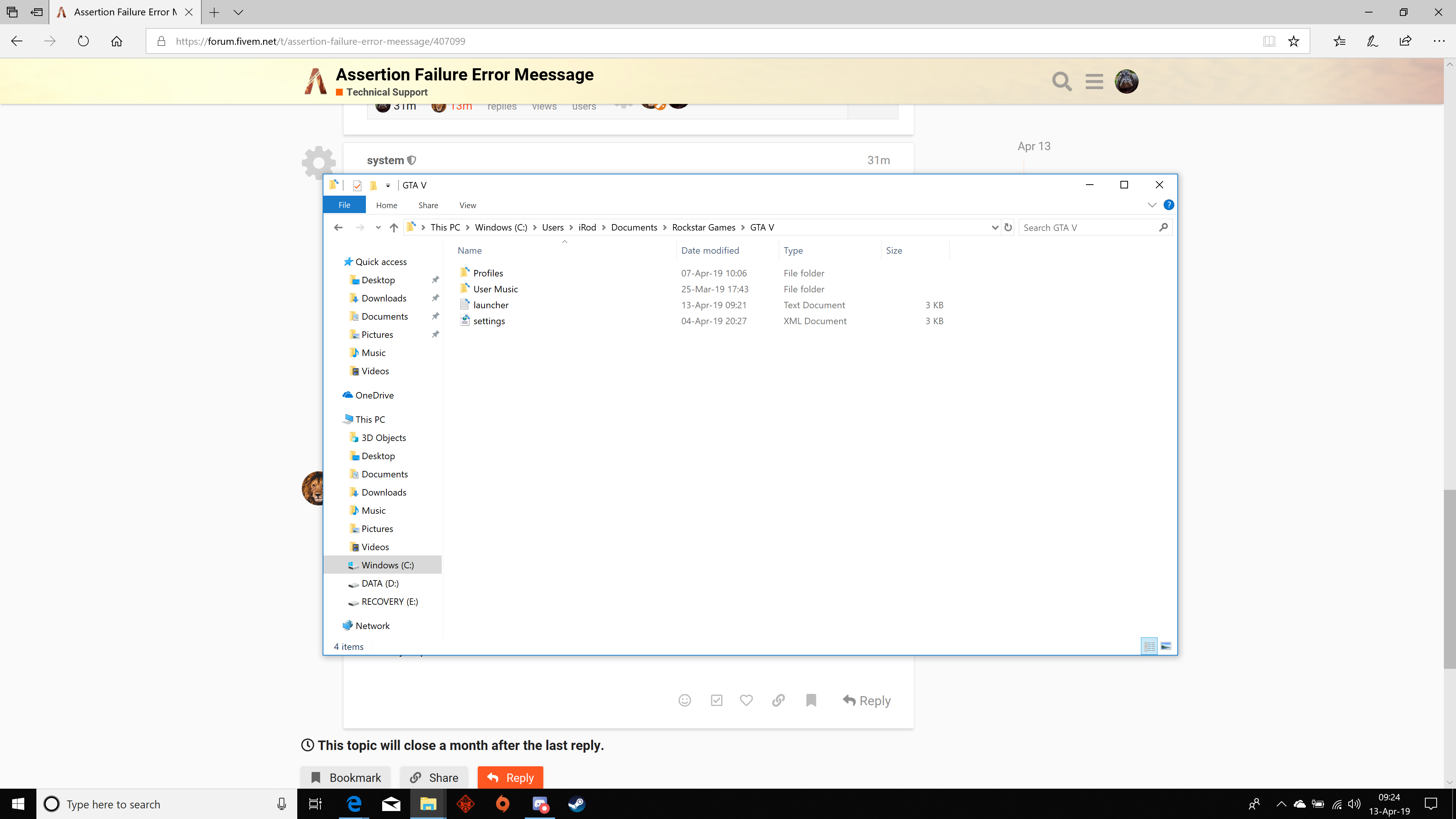 Assertion Failure Error Meessage - FiveM Client Support - Cfx Forum