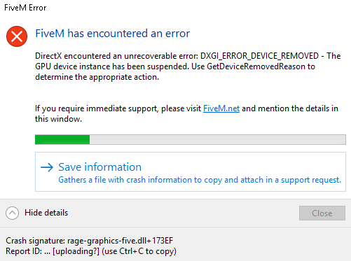 FiveM is crashing almost 1 mins everytime after i join to any server ...