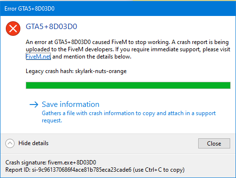 Legacy crash hash: skylark-nuts-orange - FiveM Client