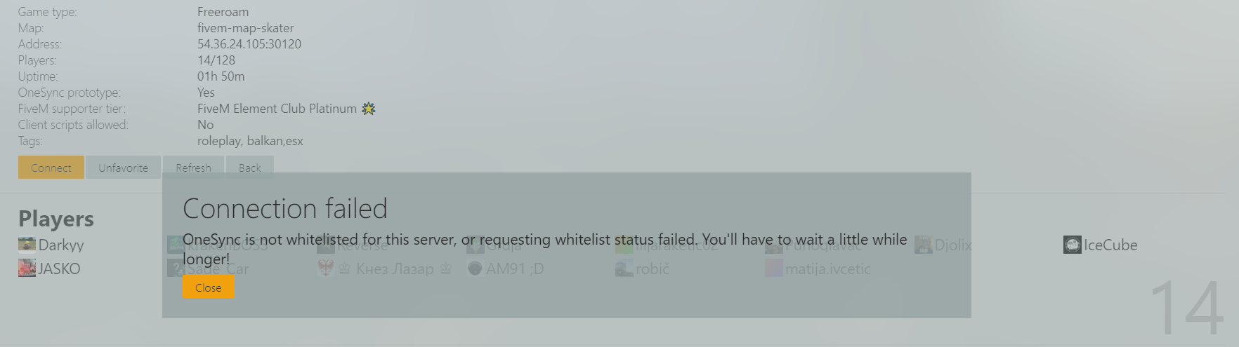 OneSync whitelist problem - FiveM Client Support - Cfx.re Community