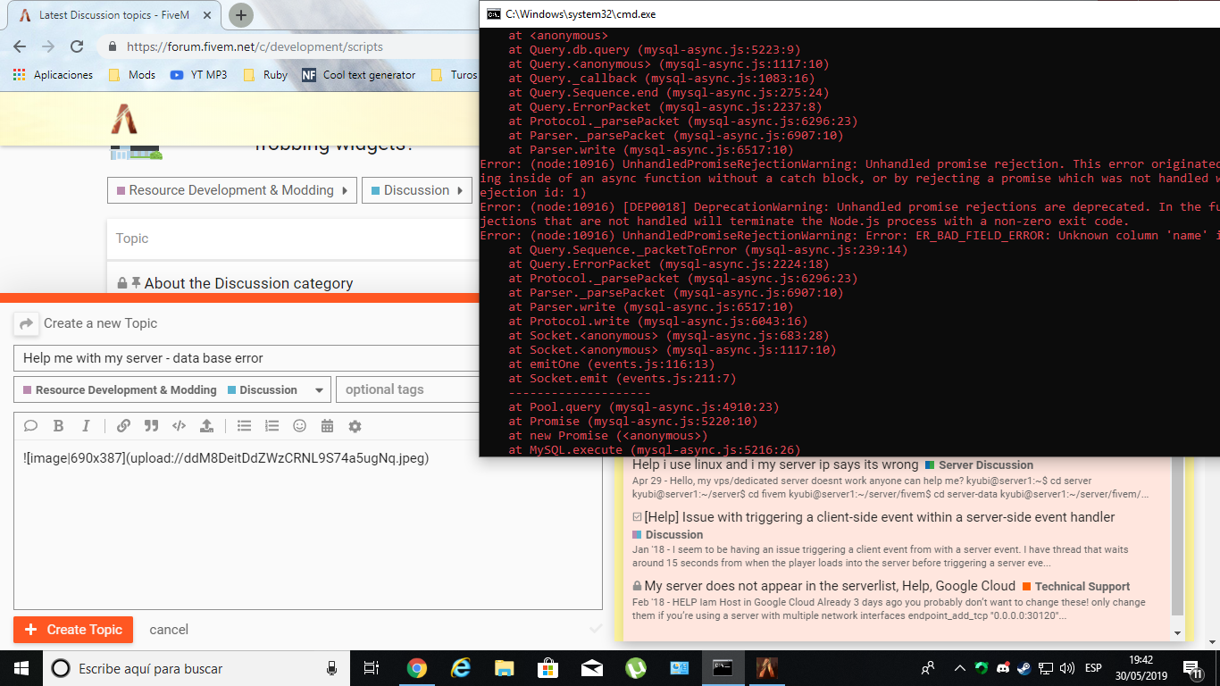 Help me with my server - data base error - Discussion - Cfx.re Community