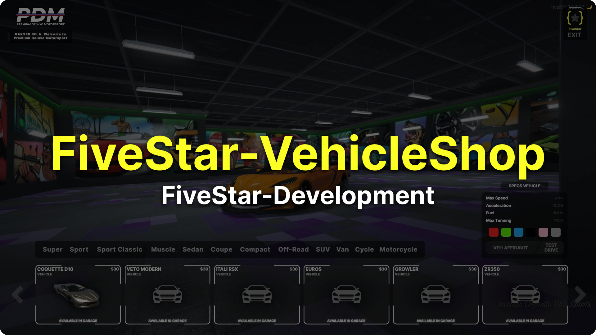 FiveStar-VehicleShop [ESX] [QB] - FiveM Releases - Cfx.re