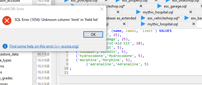 I cant run mythuc hospital sql file - ES/ESX - Cfx Forum