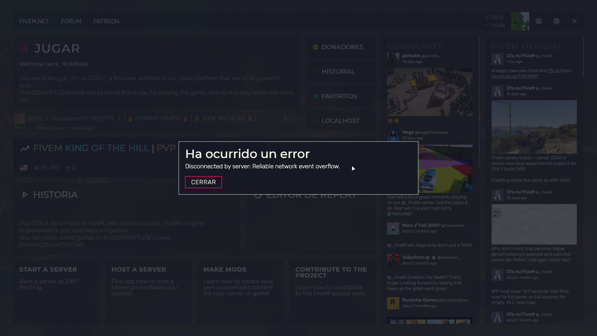 Fivem Crash Error Reliable Network event overflow - FiveM