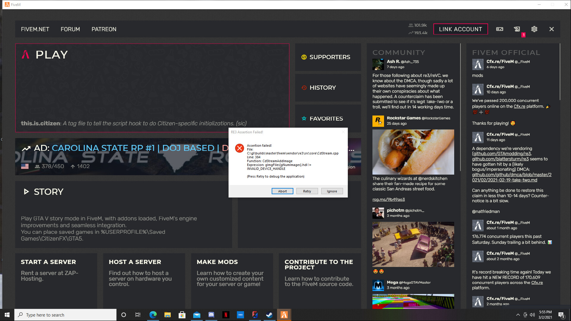 FiveM crashes after i recieve this error - FiveM Client Support - Cfx Forum