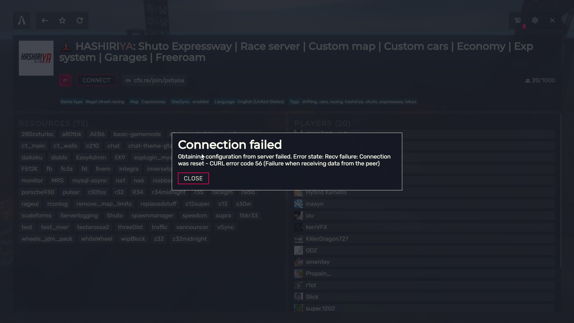 Connection error on only one server. - Server Discussion - Cfx Forum
