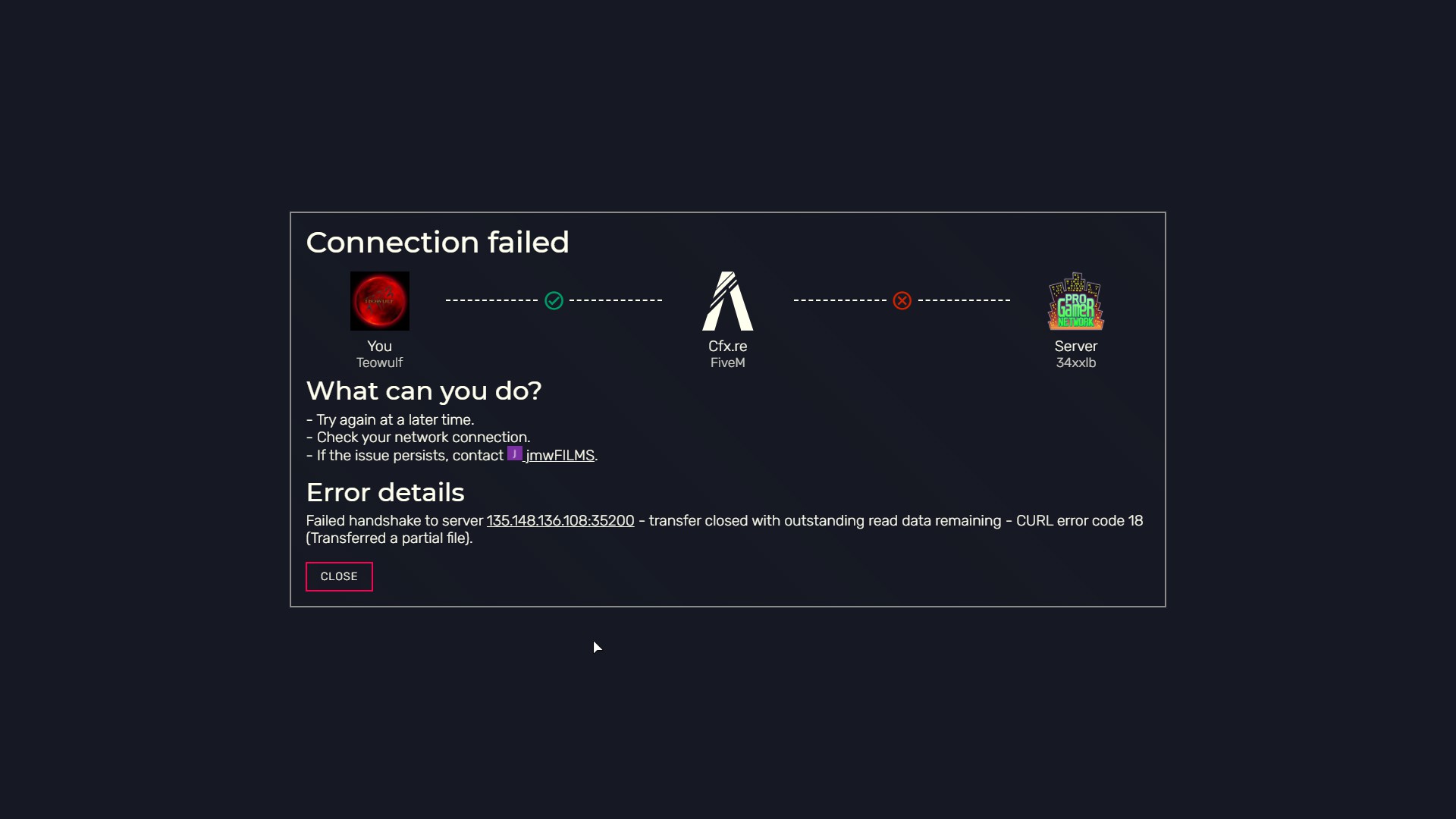 Timing out after joining my server for 30 seconds, doesnt happen on ...