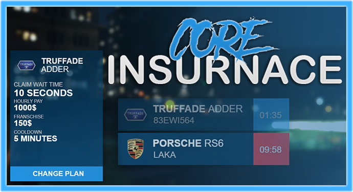 📝 Core Insurance - Advanced vehicle impound with insurance plans, claim times, cooldowns Thumbnail