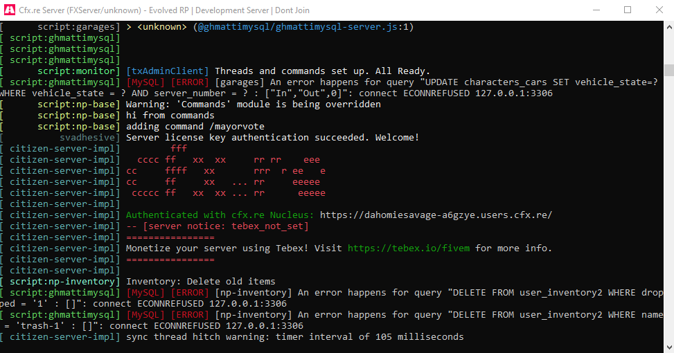 Having A Problem With My Database? - Resource Support - Cfx.re Community