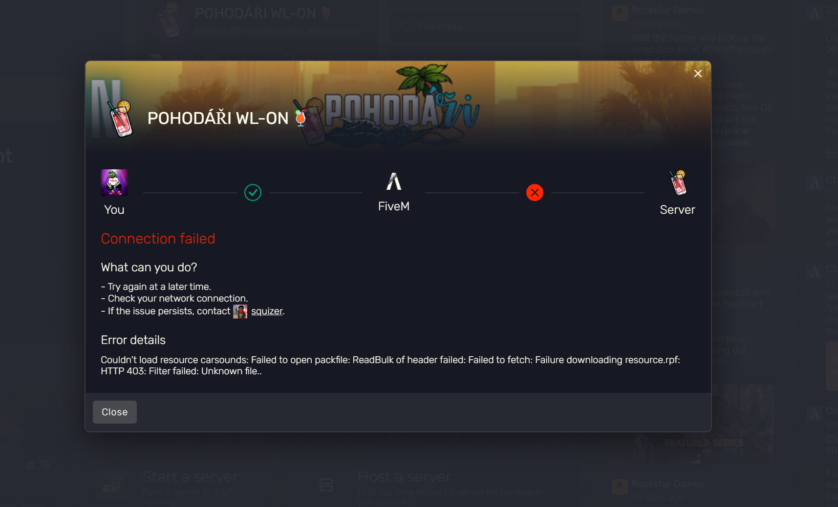 I cant connect to server - FiveM Client Support - Cfx.re Community