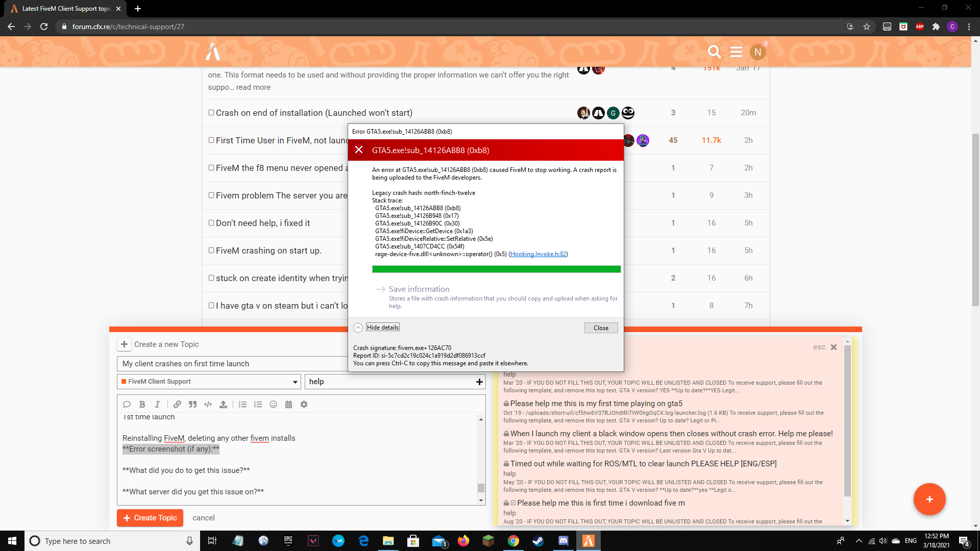 My client crashes on first time launch - FiveM Client Support - Cfx Forum