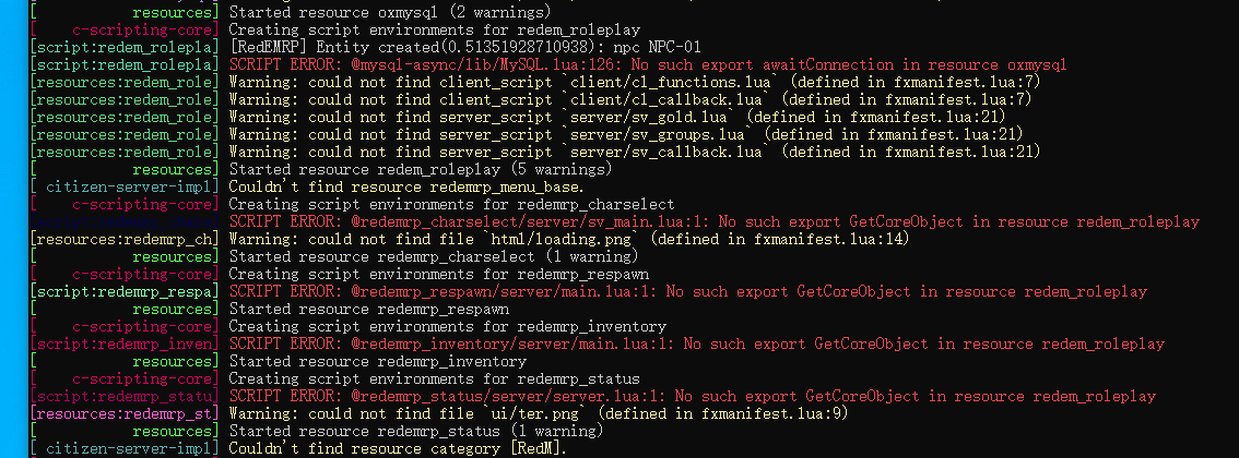 RedMrp startup error - Resource Support - Cfx Forum