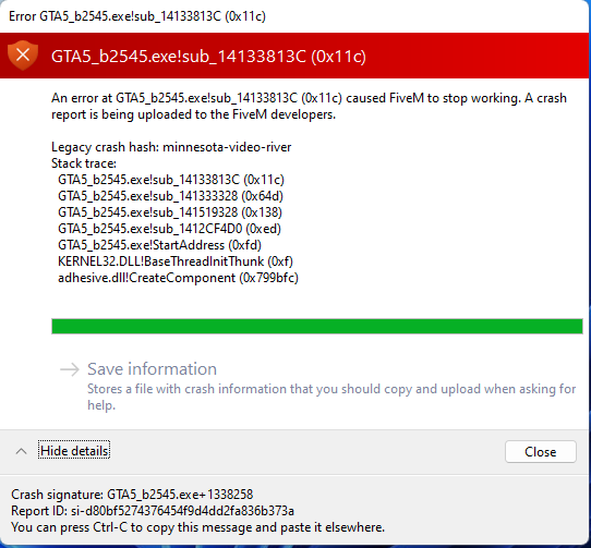 GTA5_b2545.exe!sub - Crash Error Report - FiveM Client