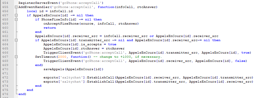 Fix acceptCall