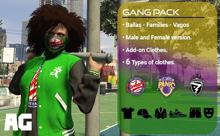 Gang pack vanilla clothes (Addon male/female) Thumbnail