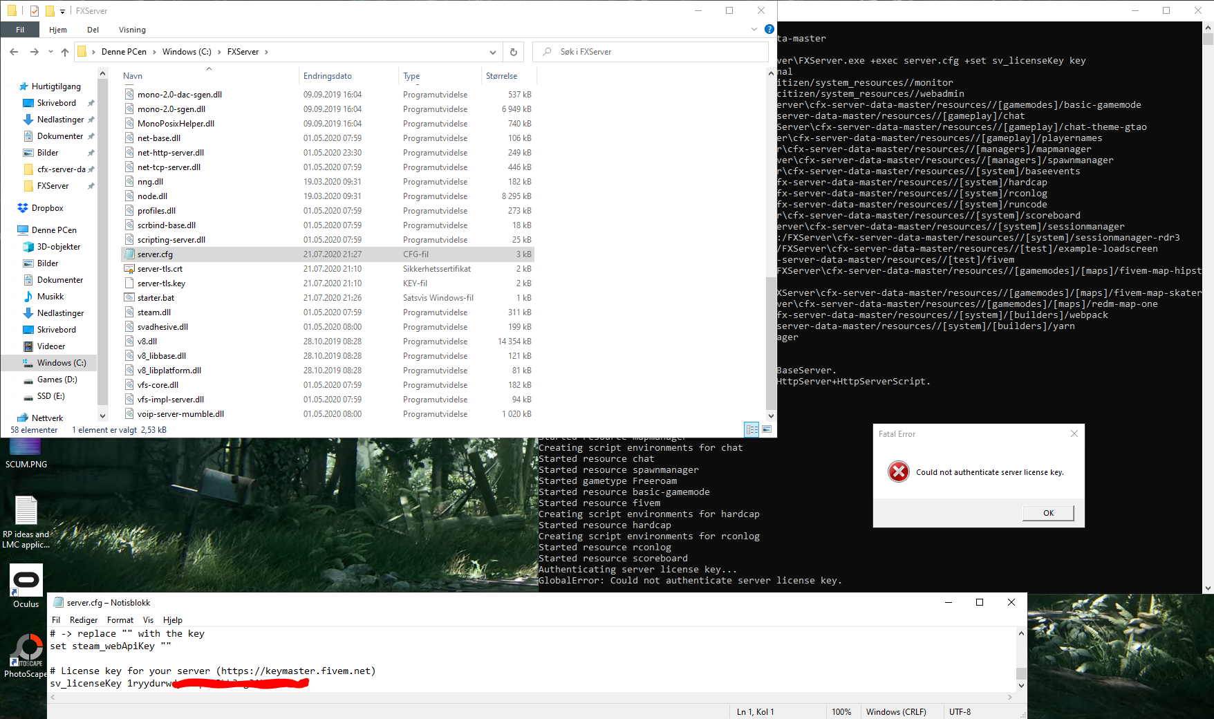 Please help could not authenticate server license key fivem