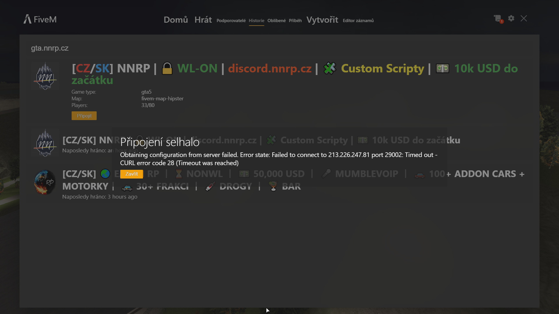 CURL error code 28 - FiveM Client Support - Cfx.re Community