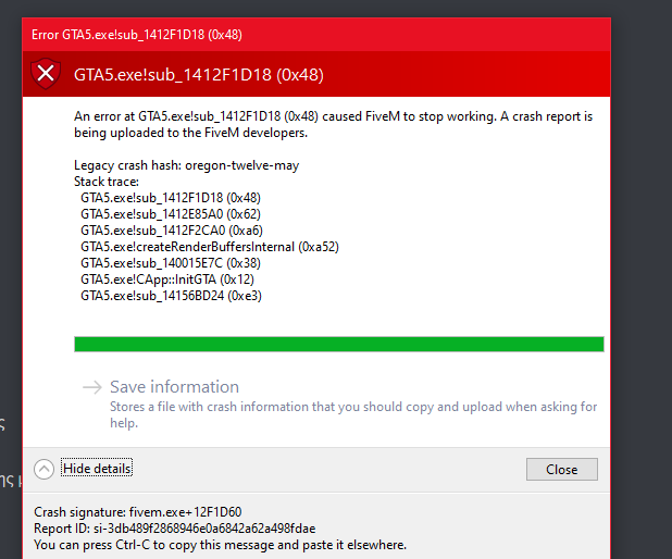 i opening fivem but after few seconds the game closing and crashes and ...