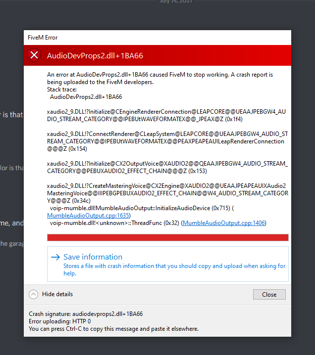 Getting this error message all day. - FiveM Client Support - Cfx Forum