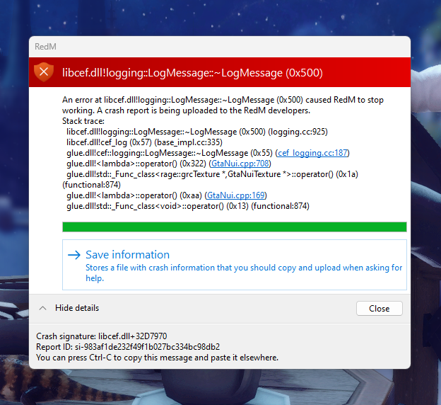 Libcef.dll!logging::LogMessage::~LogMessage (0x500) - FiveM Client ...