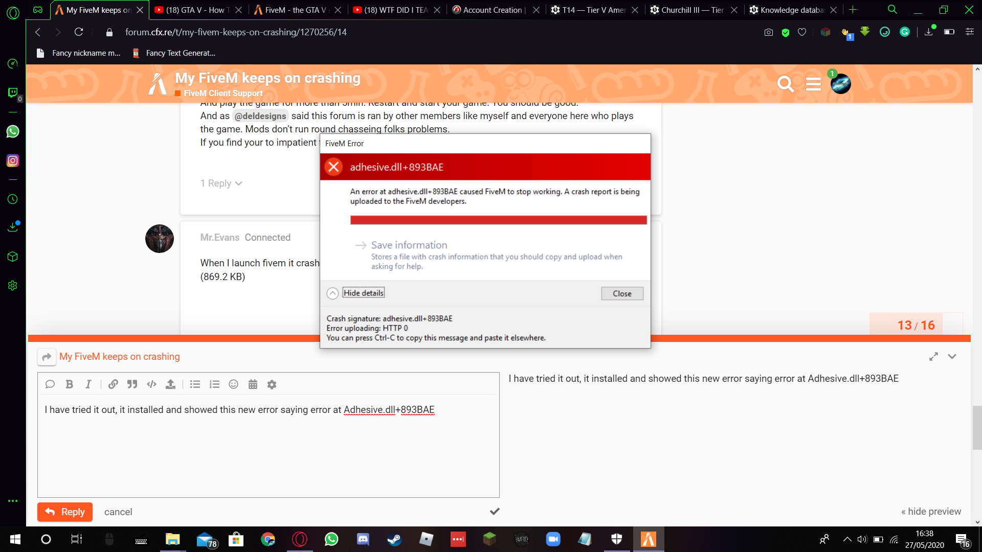 My FiveM keeps on crashing - FiveM Client Support - Cfx.re Community