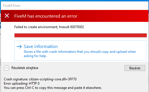 Failed to create invironment - FiveM Client Support - Cfx Forum