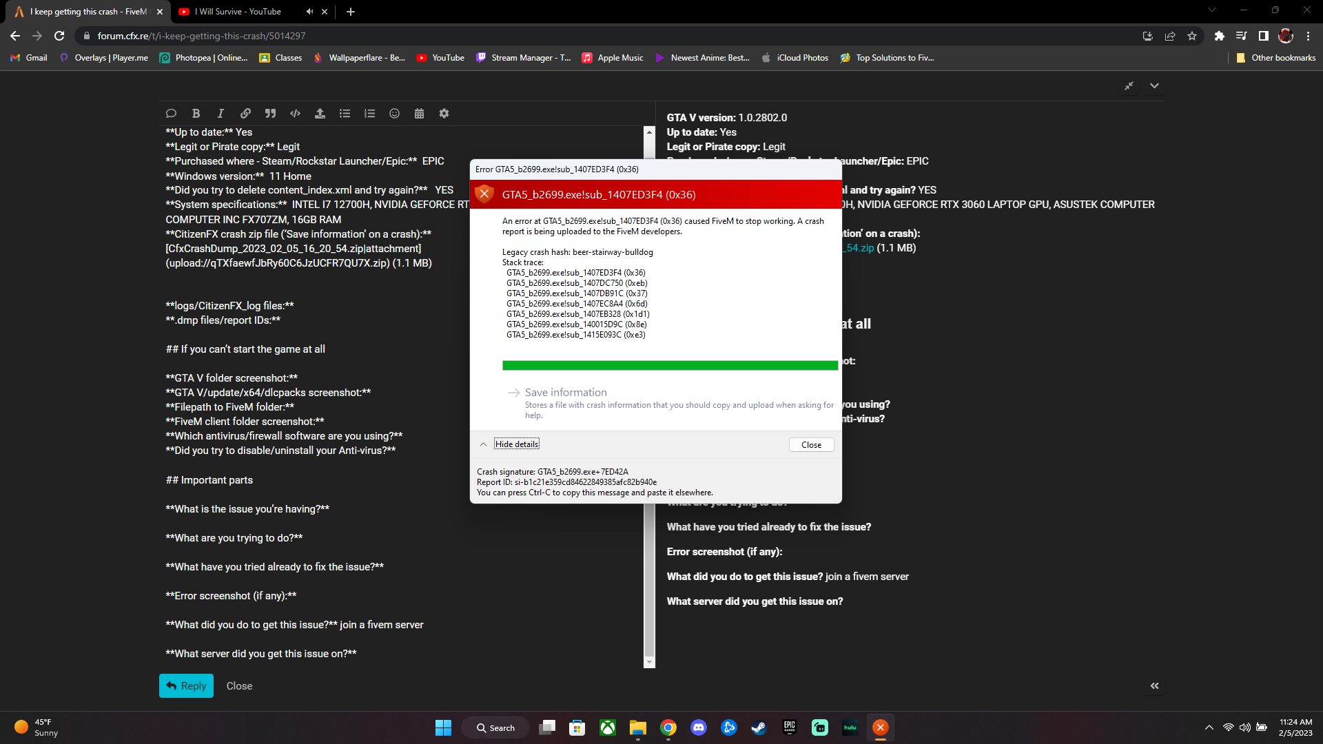 I keep getting this crash - FiveM Client Support - Cfx.re Community