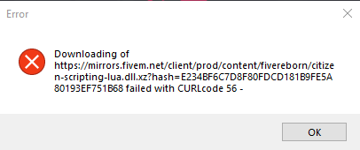 Can't update fivem CURLcode 56 - FiveM Client Support - Cfx.re Community