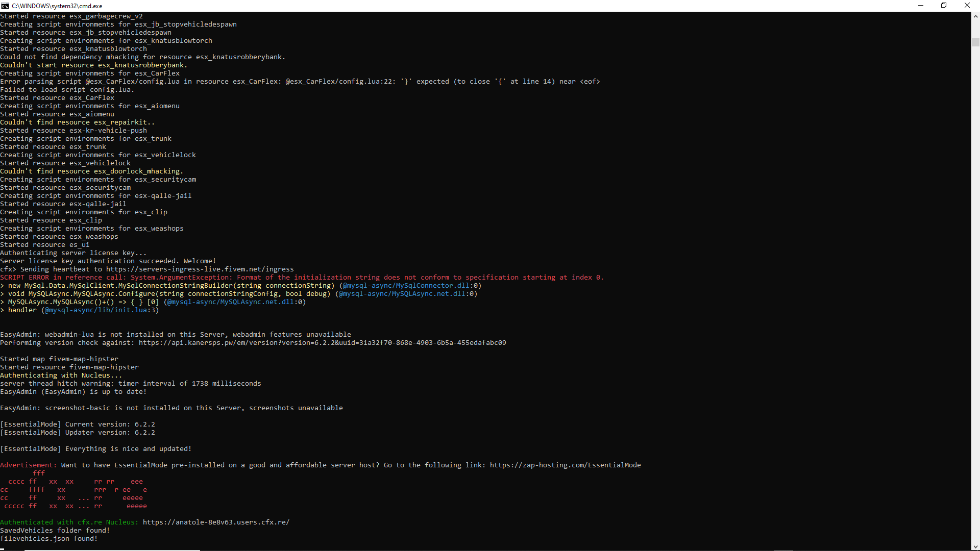 FXServer error - Server Discussion - Cfx Forum