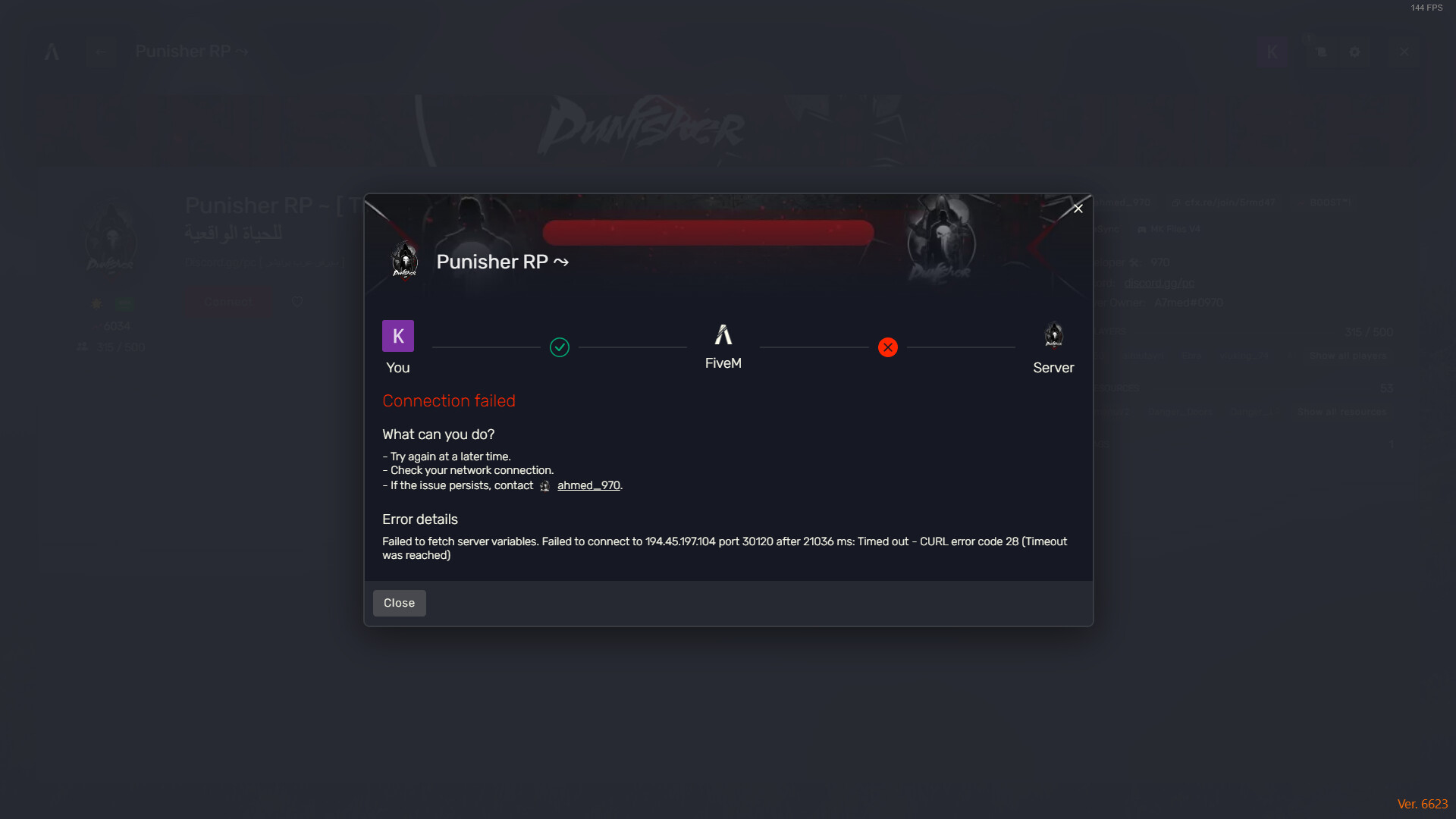 Connection faild, - FiveM Client Support - Cfx Forum