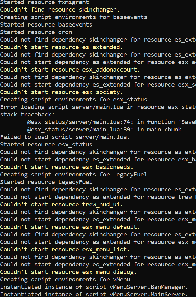 Couldn't Start/Couldn't Load Resources - Resource Support - Cfx Forum