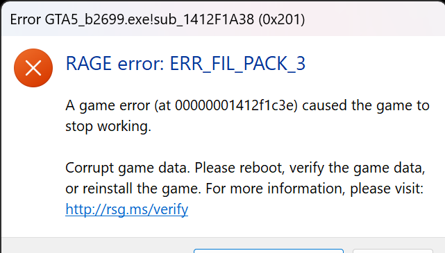 Error GTA5_b2699.exe!sub_1412F1A38 (0x201) 5_7_2023 12_46_58 PM