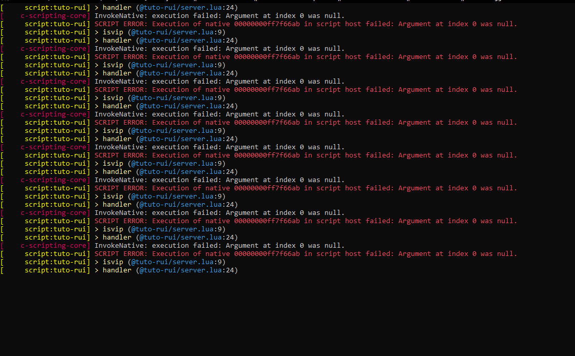 Script error: native Execution - Discussion - Cfx Forum
