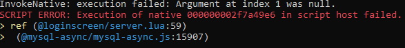 Execution of native ... in script host has failed - Discussion - Cfx Forum