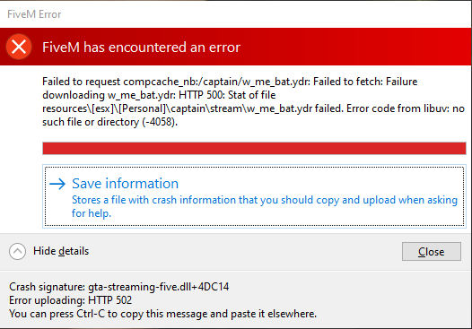 Five m error urgent help me COMPCACHE - FiveM Client Support - Cfx Forum
