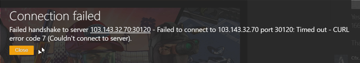 I can't enter any server, CURL error code 7 - FiveM Client Support ...
