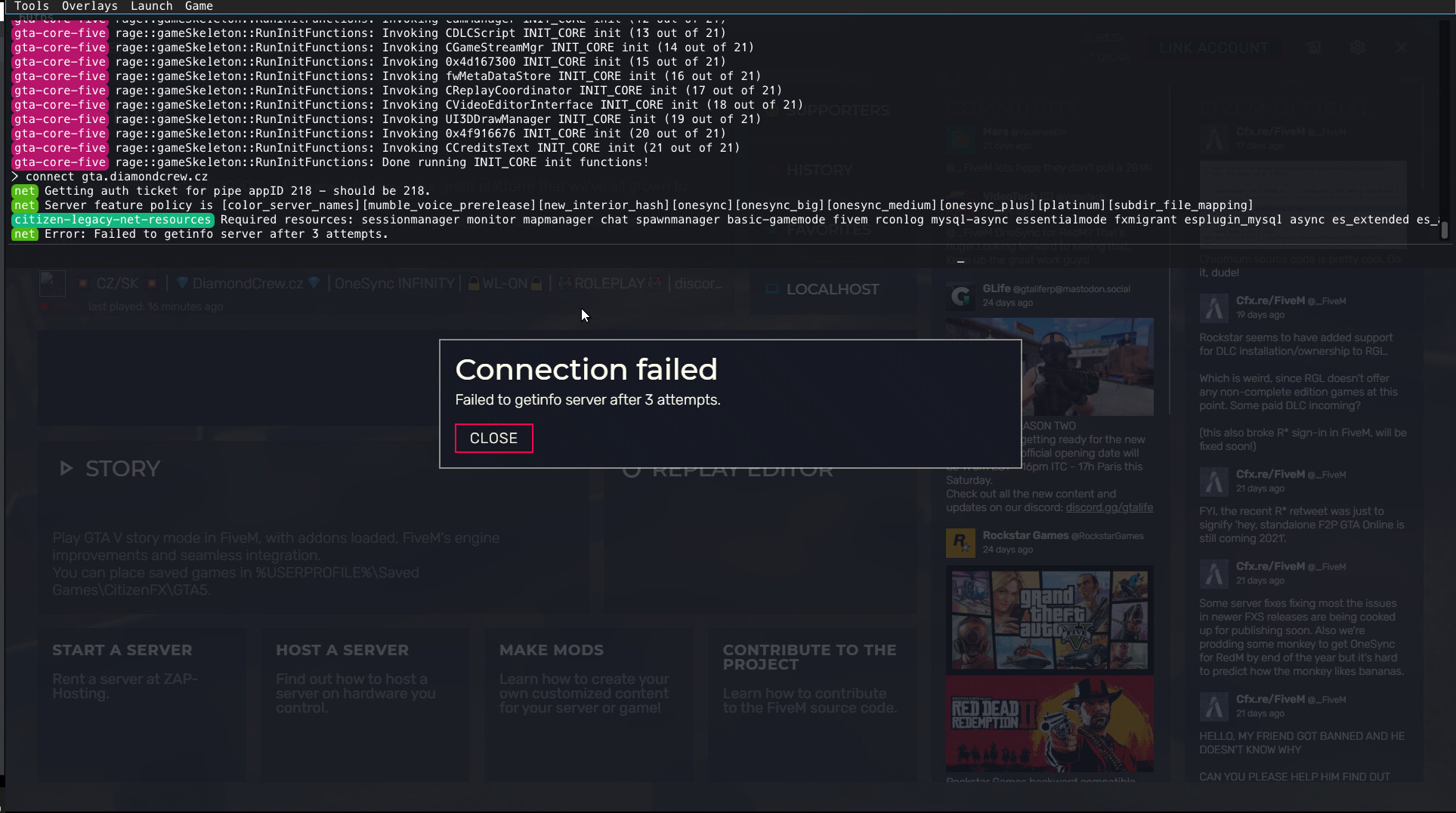 Fivem Connection Issue - FiveM Client Support - Cfx.re Community
