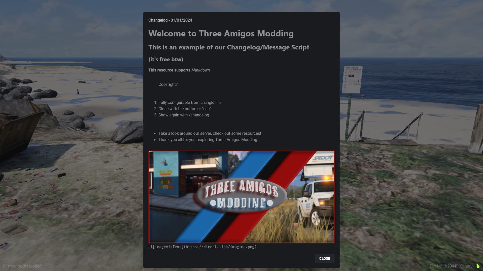 [FREE] Changelog Script | Standalone | Simple changelog/message system ...