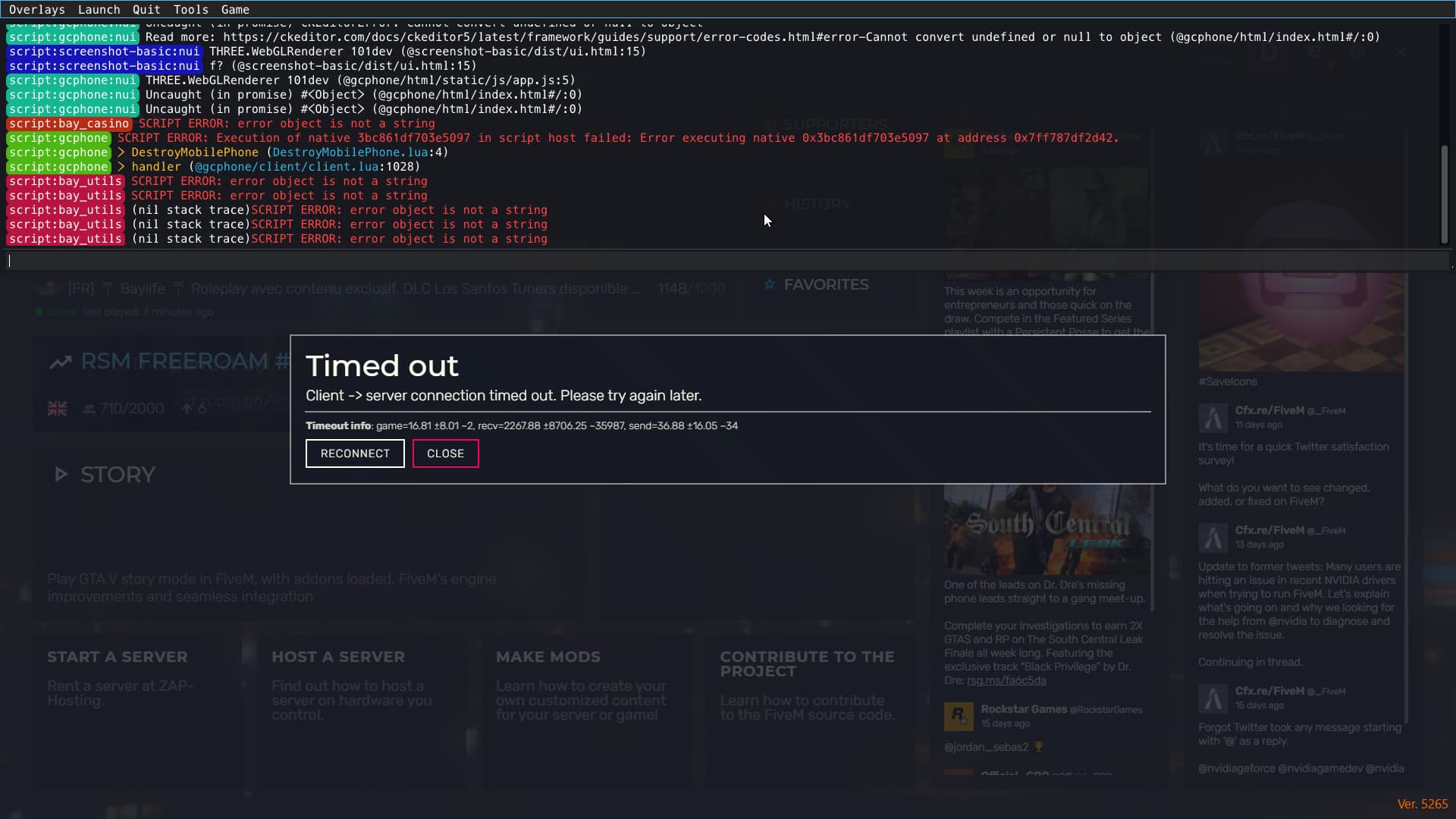Five m Timed out Script error - FiveM Client Support - Cfx Forum