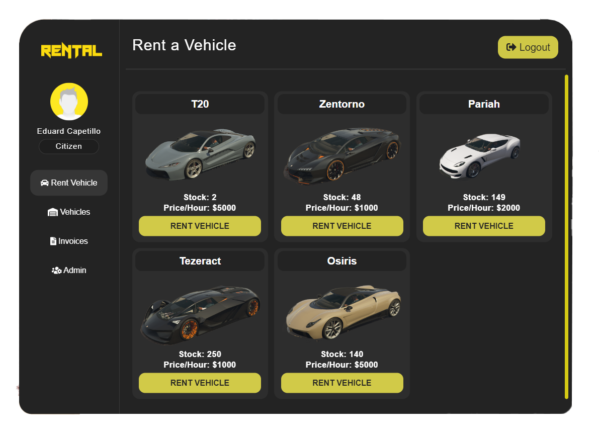 SX Rental [QBCORE][ESX][PAID] - FiveM Releases - Cfx.re Community