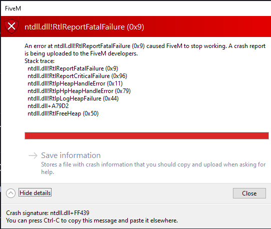 Fivem error crash - FiveM Client Support - Cfx Forum